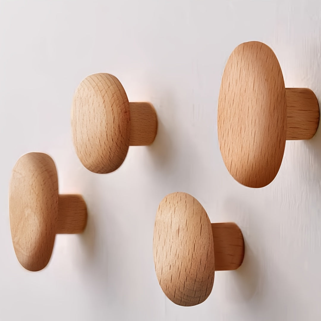WoodCraft Wooden Wall Hooks Set – Handmade design of walnut and beech wood