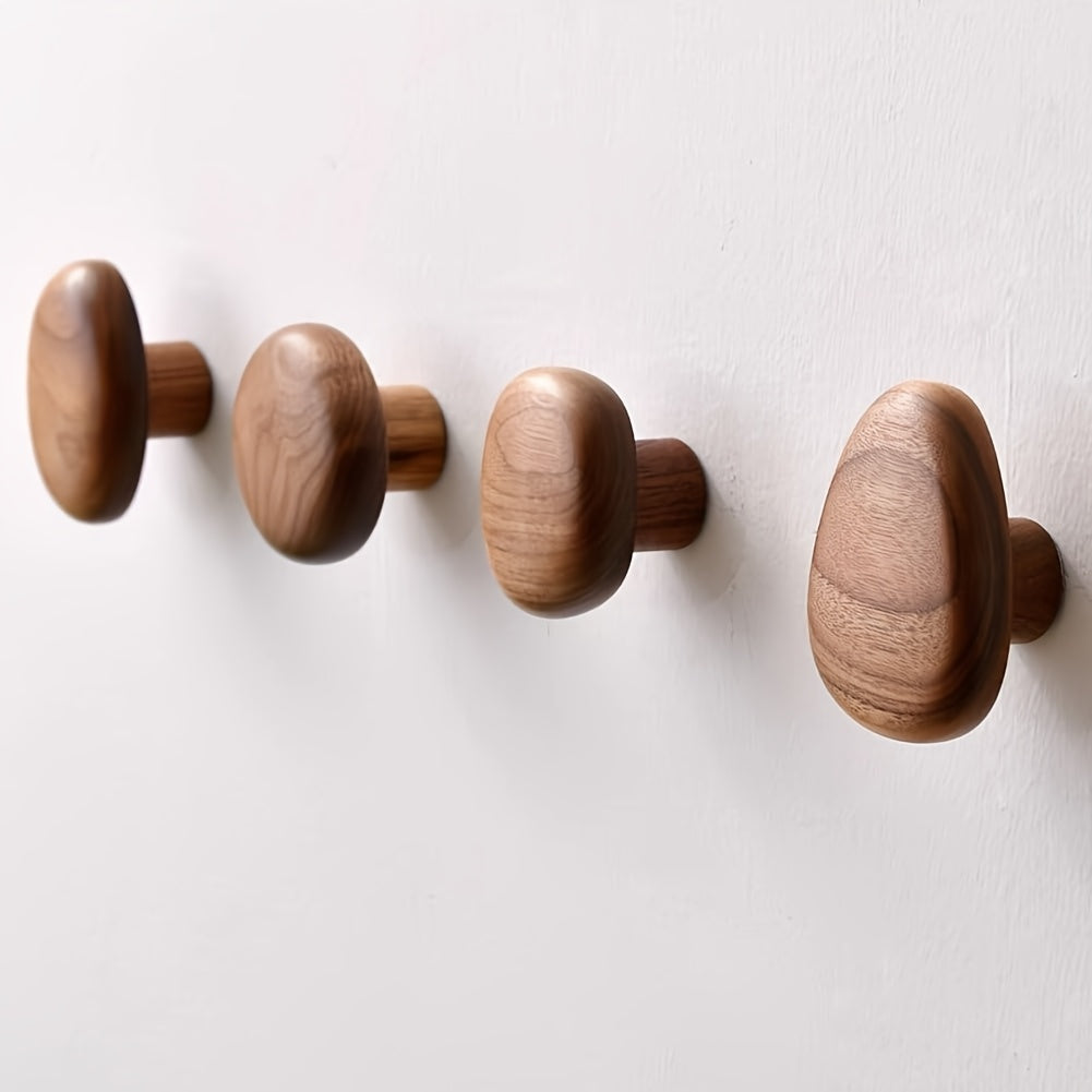 WoodCraft Wooden Wall Hooks Set – Handmade design of walnut and beech wood