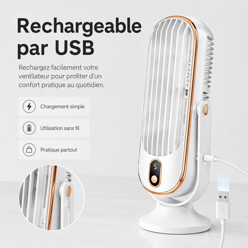 AeroLux Elite Cooling Fan | Dual Motor, 720° Rotation, USB Rechargeable & Ultra Silent for Ultimate Comfort Anywhere