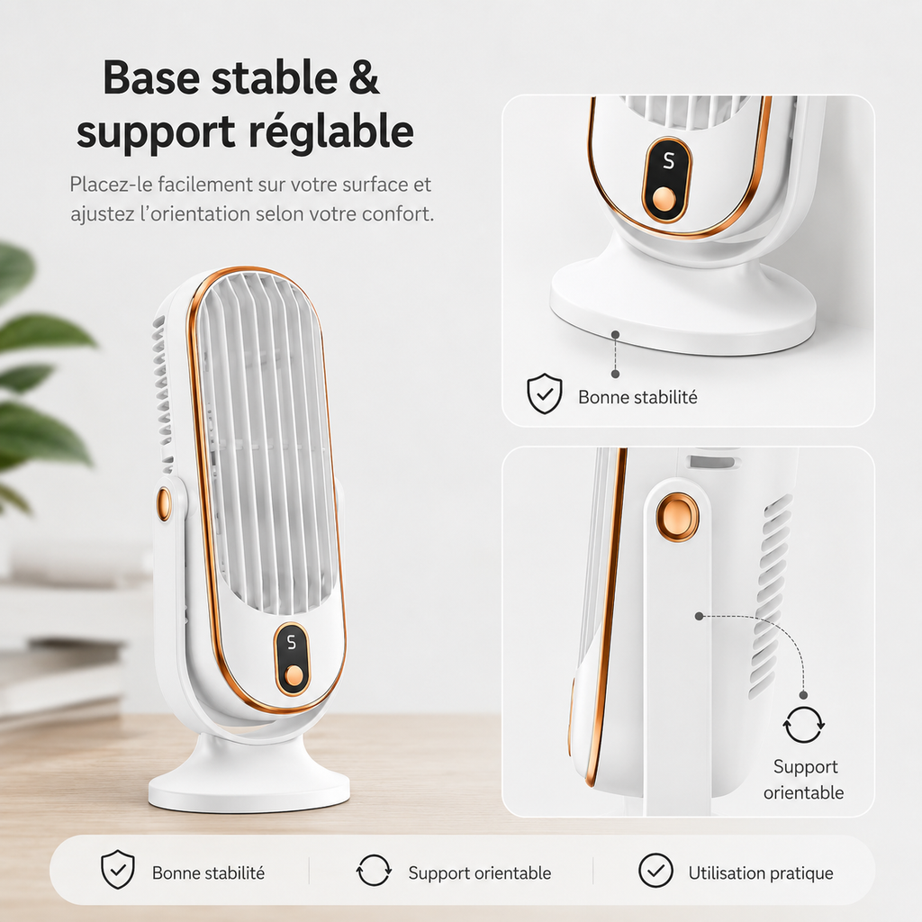 AeroLux Elite Cooling Fan | Dual Motor, 720° Rotation, USB Rechargeable & Ultra Silent for Ultimate Comfort Anywhere