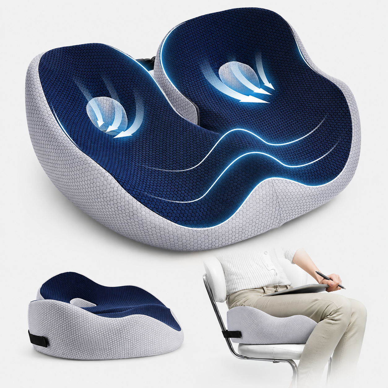 Ergonomic Seat Cushion with Pressure Relief Design