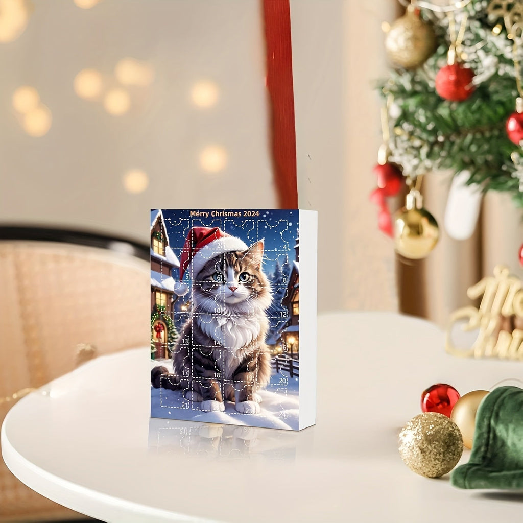 Adventskalender Katzenanhänger 2025 – Vintage 24-Tage Weihnachts Countdown mit Acryl Ornamenten-Zarado.uk