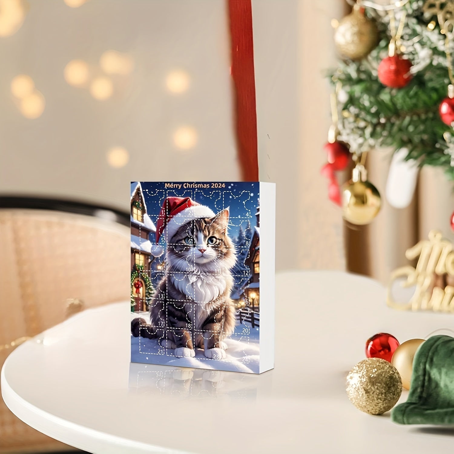 Adventskalender Katzenanhänger 2025 – Vintage 24-Tage Weihnachts Countdown mit Acryl Ornamenten-Zarado.uk