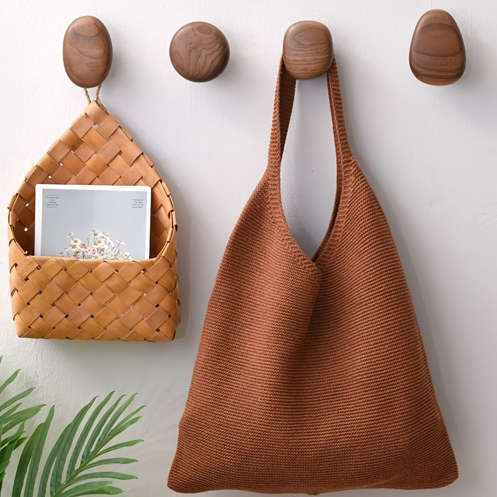WoodCraft Wooden Wall Hooks Set – Handmade design of walnut and beech wood