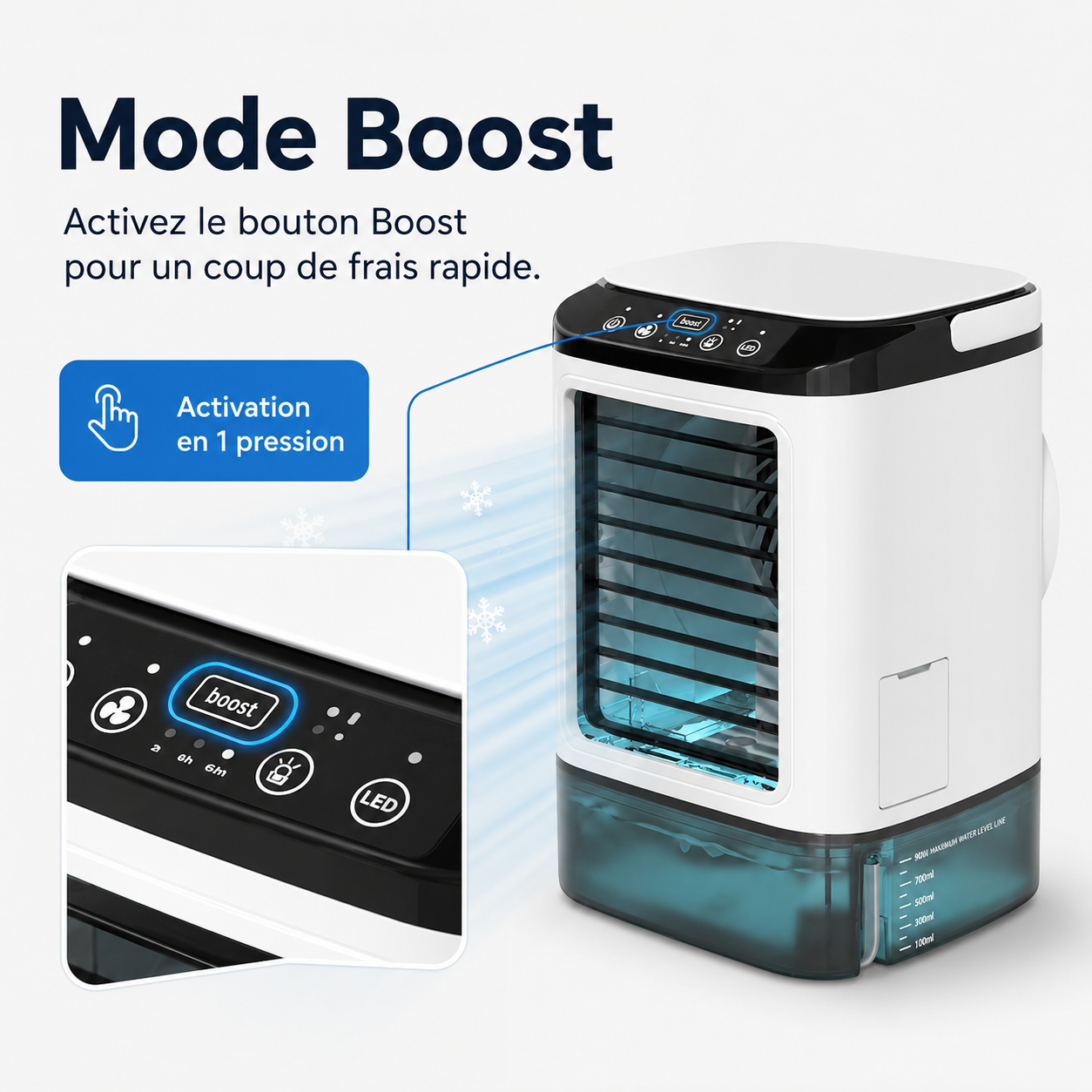 Portable Mini Air Conditioner Water-Cooled – USB Powered with Large Reservoir