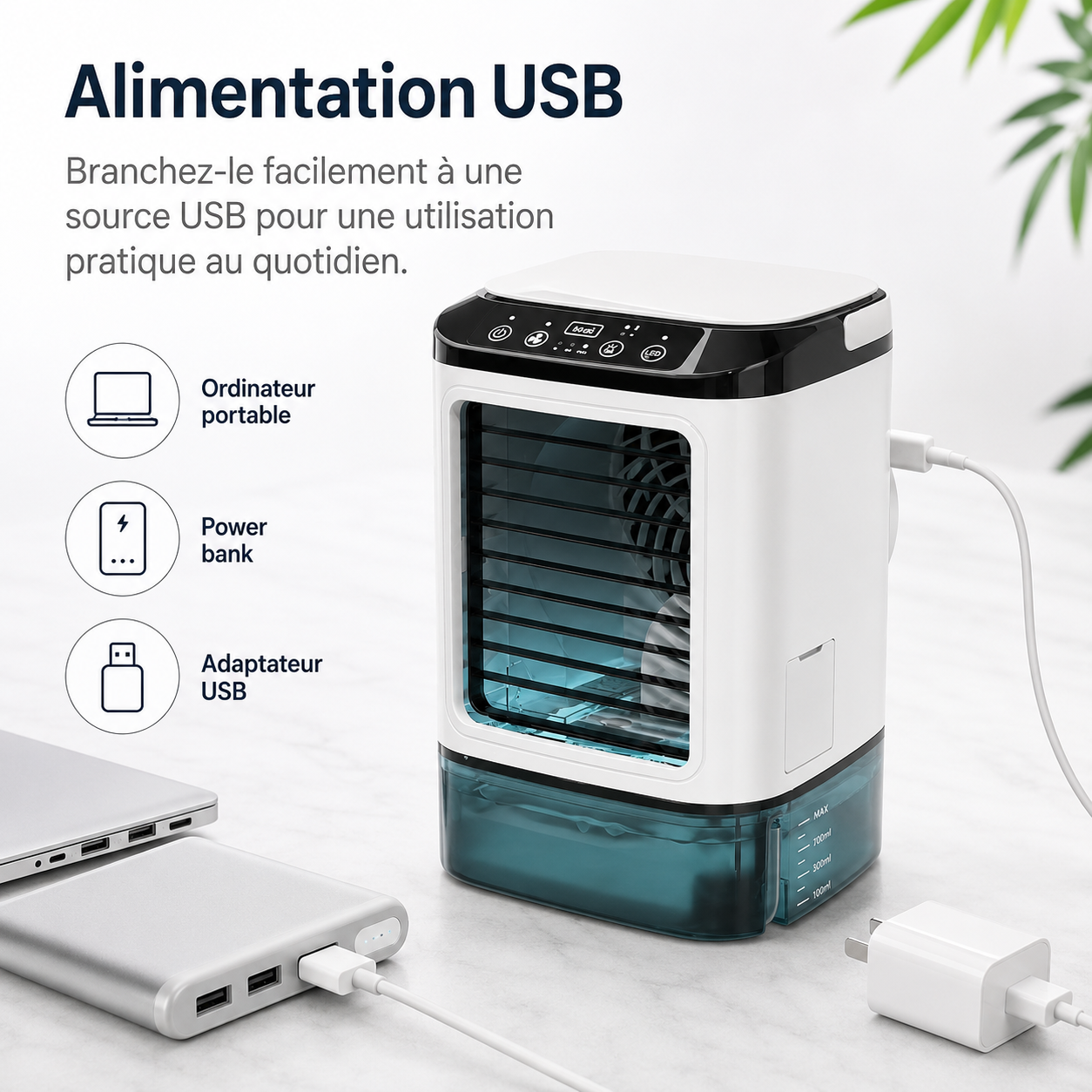 Portable Mini Air Conditioner Water-Cooled – USB Powered with Large Reservoir