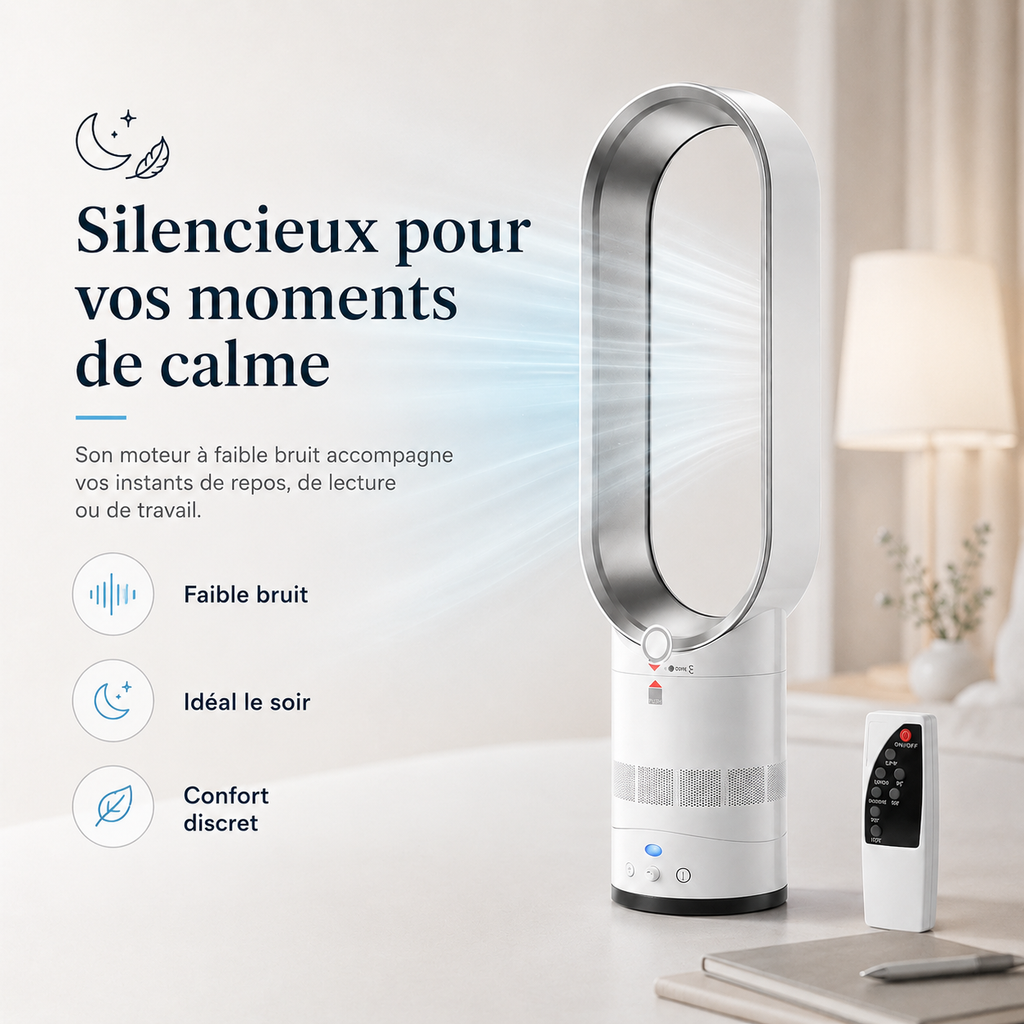 AeroLuxe Blade-Free Tower Unit for All-Season Comfort