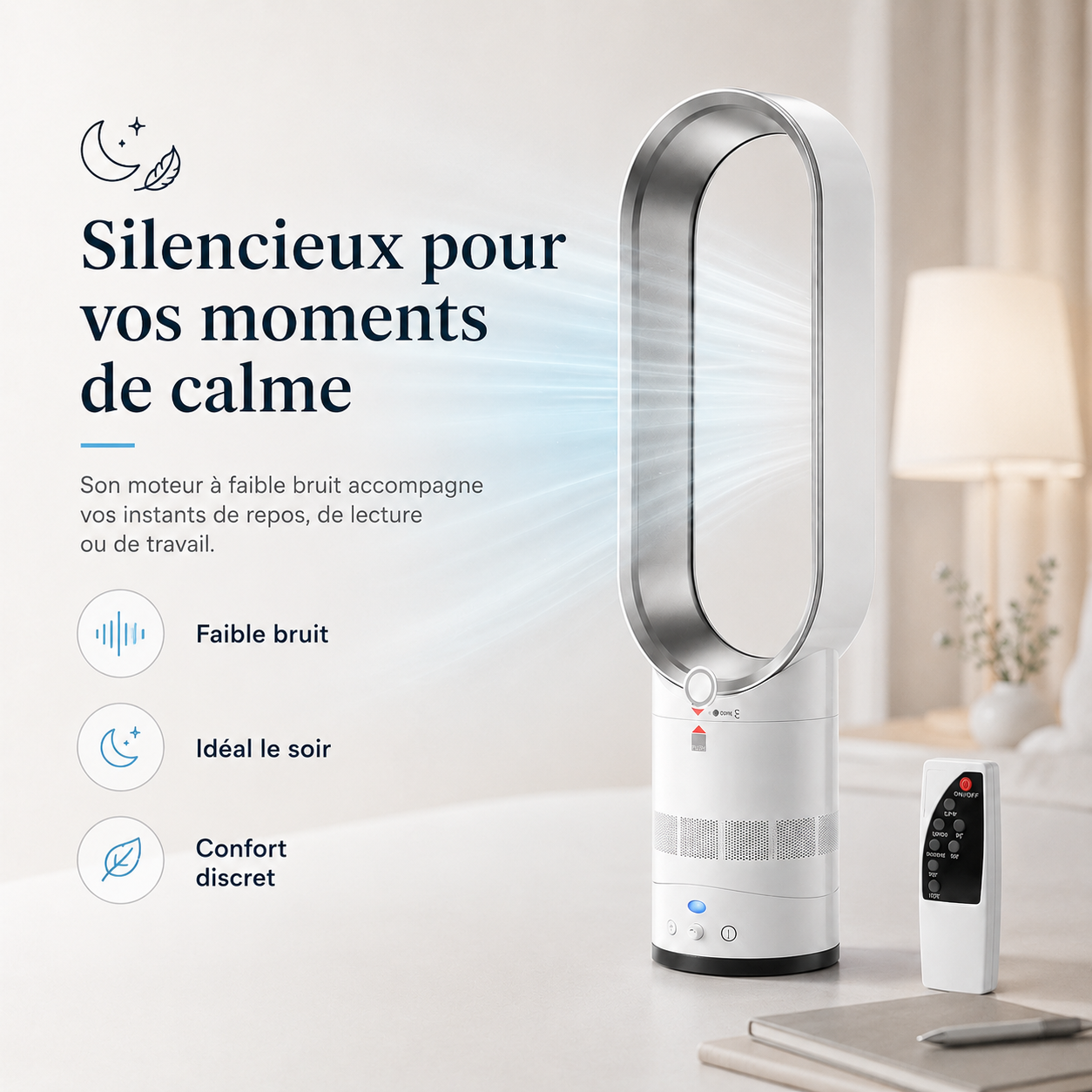 AeroLuxe Blade-Free Tower Unit for All-Season Comfort