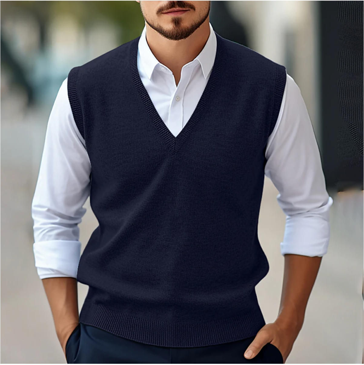 Men's Sleeveless Vest KnitVibe – Soft Texture, V-Neck and Comfort