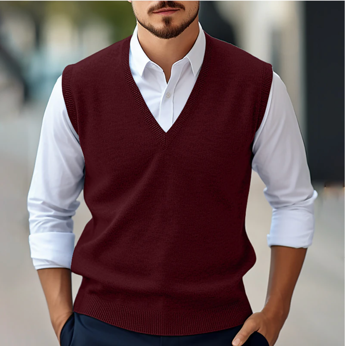Men's Sleeveless Vest KnitVibe – Soft Texture, V-Neck and Comfort