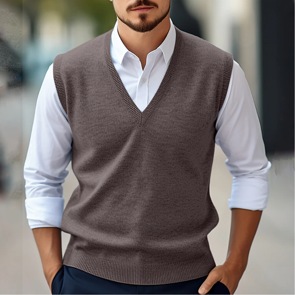 Men's Sleeveless Vest KnitVibe – Soft Texture, V-Neck and Comfort