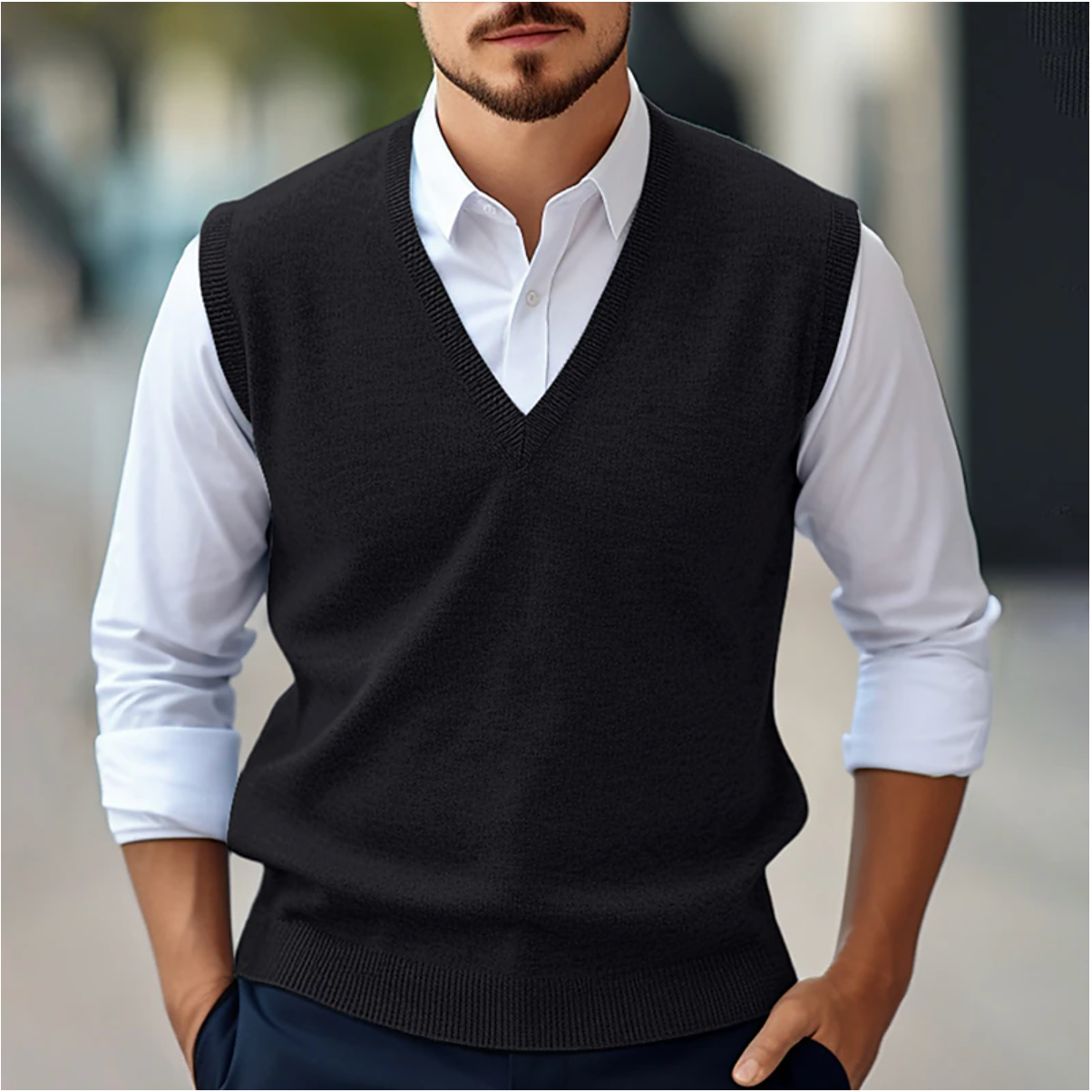 Men's Sleeveless Vest KnitVibe – Soft Texture, V-Neck and Comfort