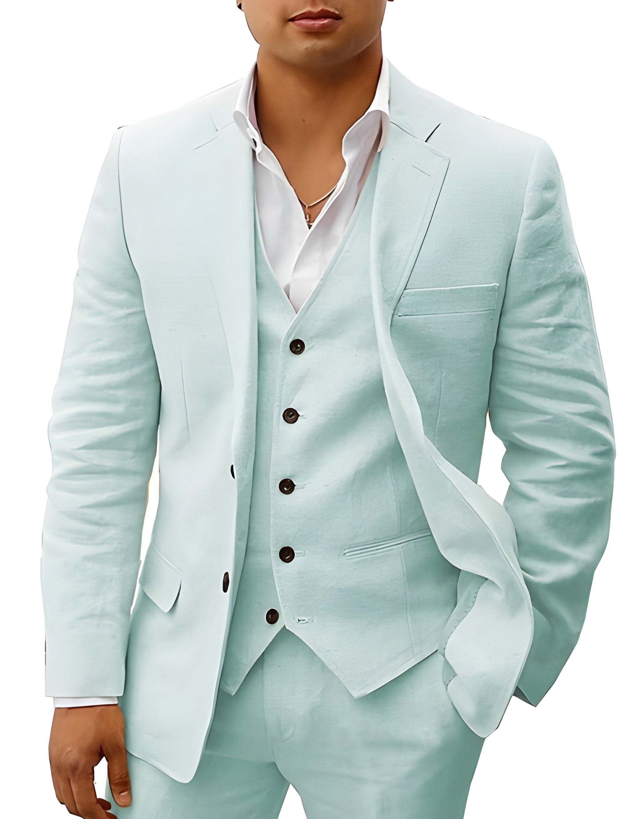Men's Linen Suit SummerEase – 3-Piece Breathable Summer Outfit with Waistcoat