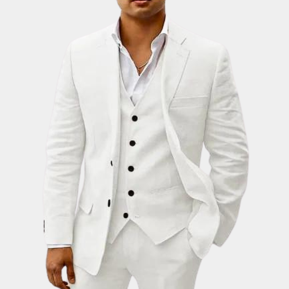 Men's Linen Suit SummerEase – 3-Piece Breathable Summer Outfit with Waistcoat