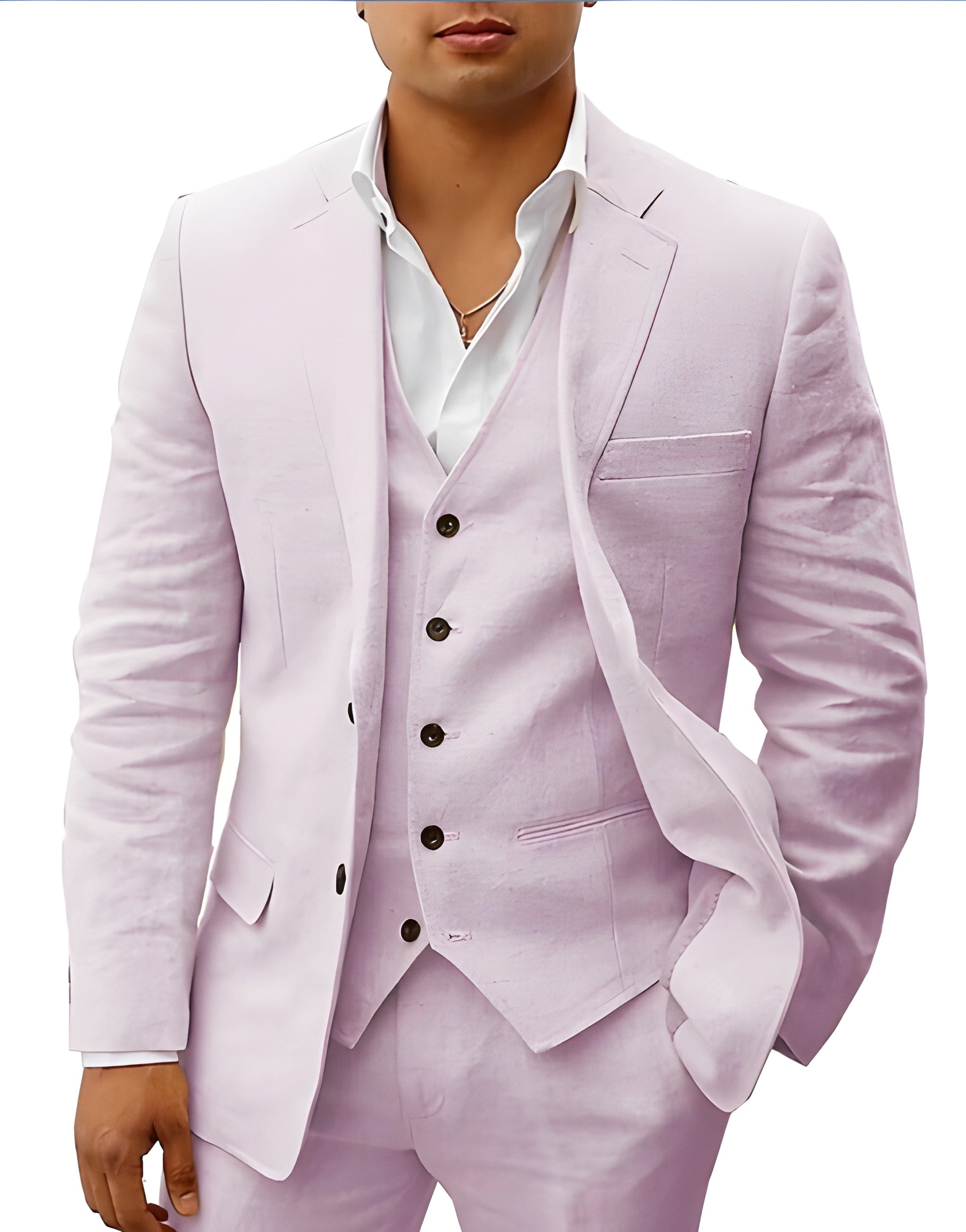 Men's Linen Suit SummerEase – 3-Piece Breathable Summer Outfit with Waistcoat