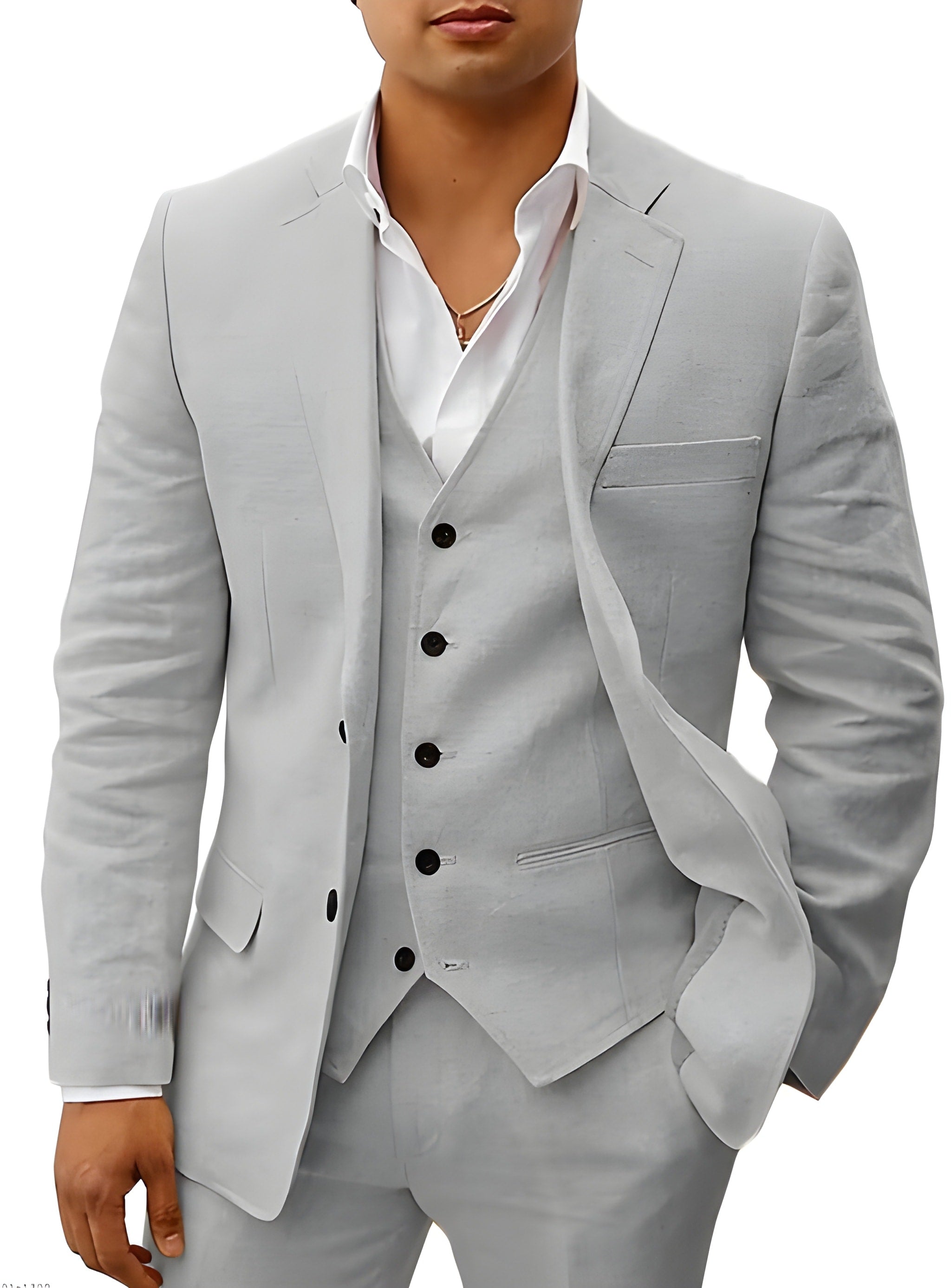 Men's Linen Suit SummerEase – 3-Piece Breathable Summer Outfit with Waistcoat