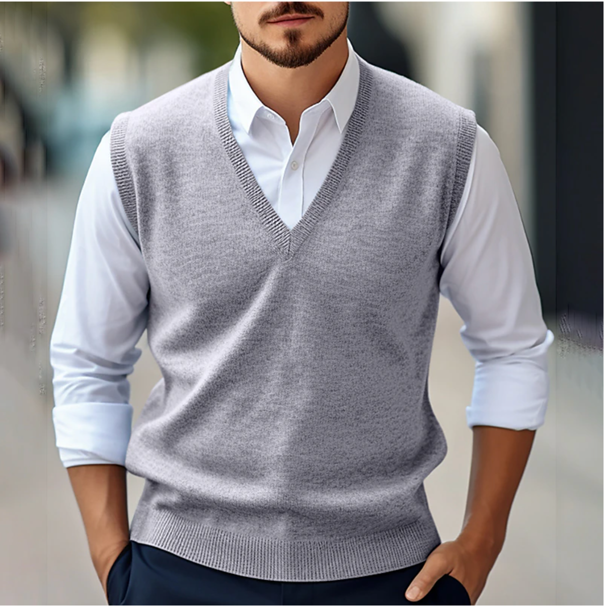 Men's Sleeveless Vest KnitVibe – Soft Texture, V-Neck and Comfort