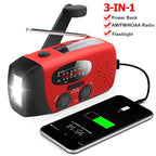 Self-Powered Emergency Radio – Hand Crank, Solar, Torch & Power Bank – FM/AM Radio, Essential for Disasters and Emergencies