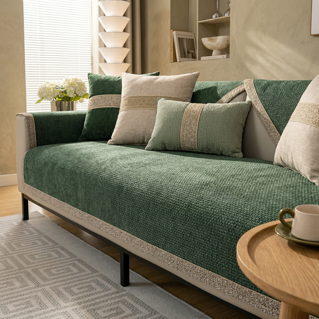Elasticised Anti-Slip Sofa Cover Full Protection with Elegant Design