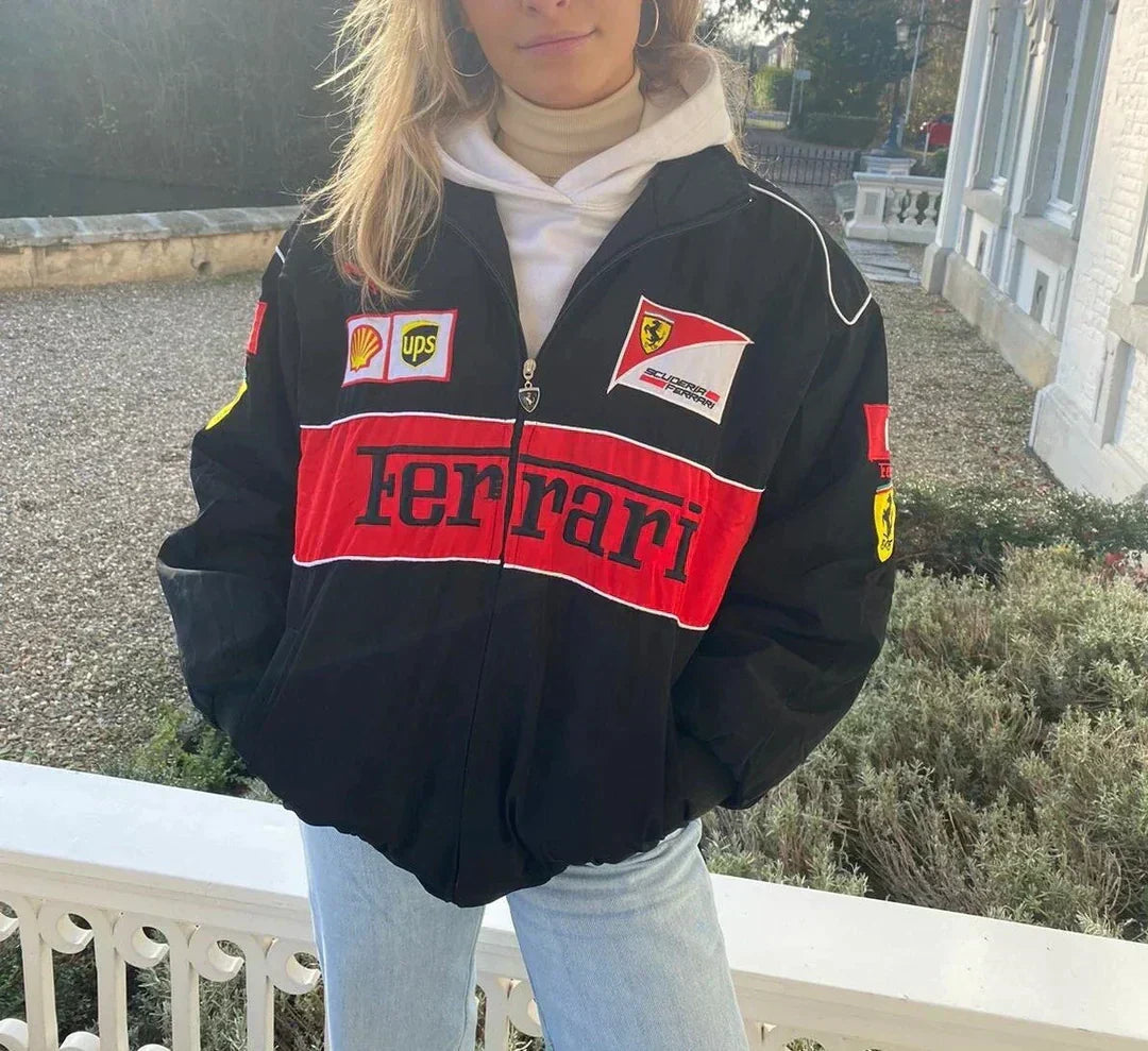 Vintage Ferrari Racer Jacket - Sporty Style and Sustainability for Everyone