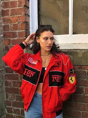 Vintage Ferrari Racer Jacket - Sporty Style and Sustainability for Everyone