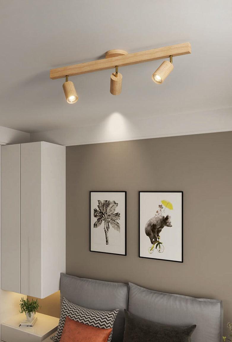 Adjustable Wooden Ceiling Lamp Minimalist Solid Wood