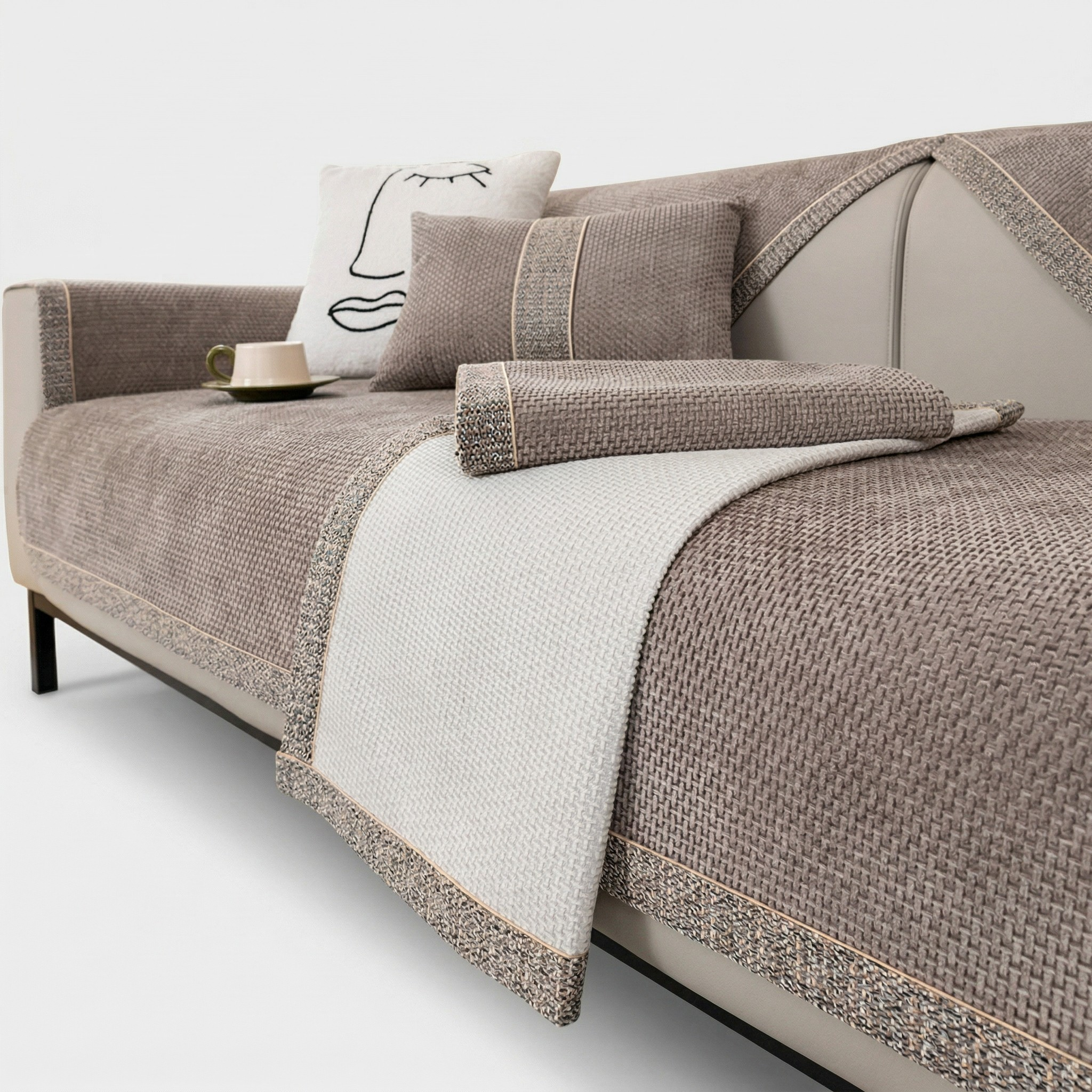 Elasticised Anti-Slip Sofa Cover Full Protection with Elegant Design
