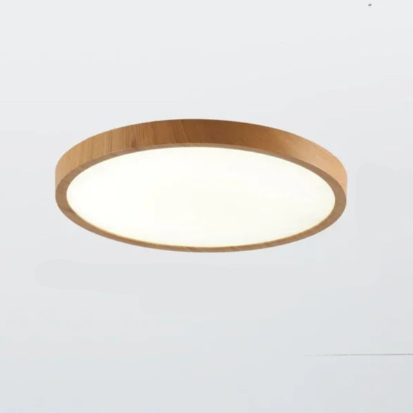 Modern Circular Ceiling Light with Adjustable LED Lighting in Warm Walnut Colour for Living Room and Bedroom