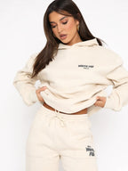 Comfortable Loose Fit White Tracksuit for Women in Cotton Blend with Fox Print