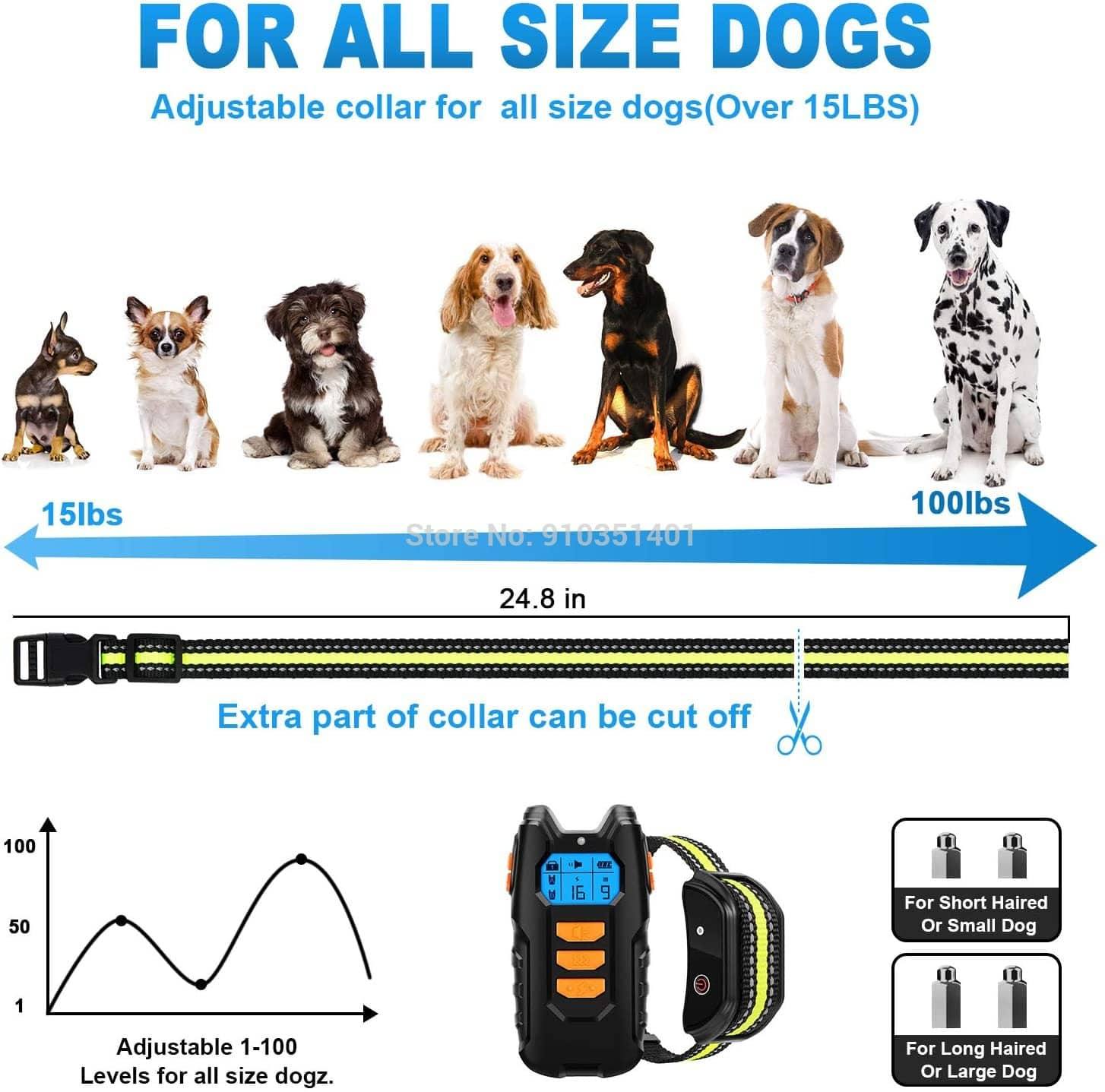 Dogreat Electronic Dog Training Collar Shock Pet Remote Control Waterproof Rechargeable for All Sizes Vibration Bark Stop Collars