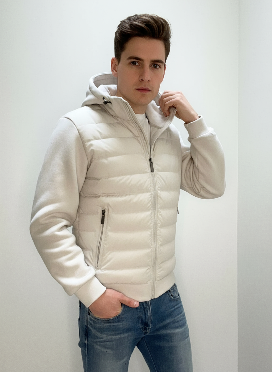 UrbanWarm Light Men's Jacket with Hood – Stylish Padded Mid-Season Jacket