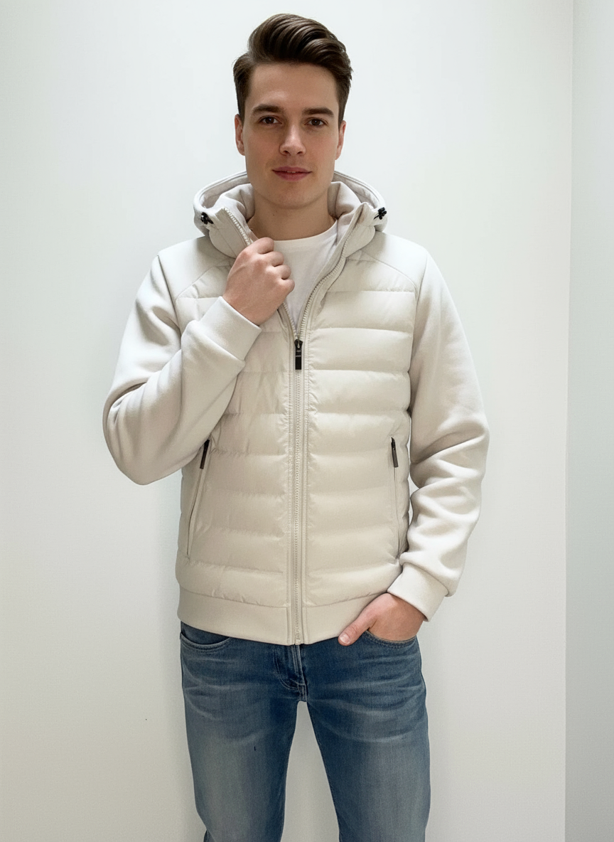 UrbanWarm Light Men's Jacket with Hood – Stylish Padded Mid-Season Jacket