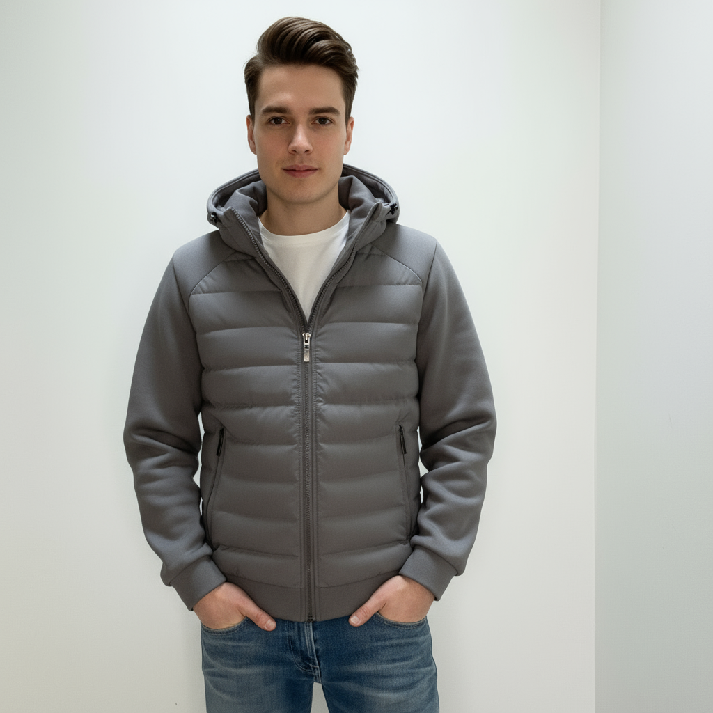 UrbanWarm Light Men's Jacket with Hood – Stylish Padded Mid-Season Jacket