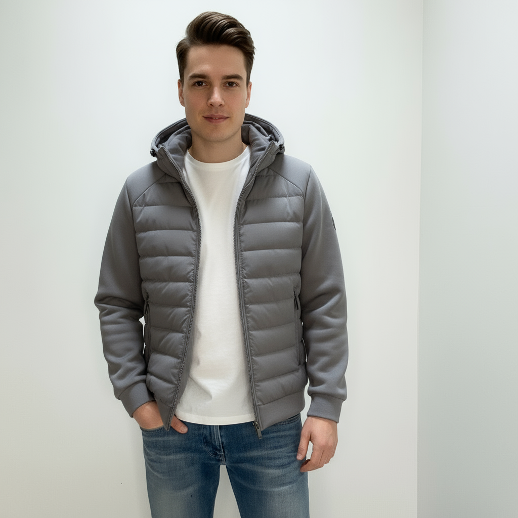 UrbanWarm Light Men's Jacket with Hood – Stylish Padded Mid-Season Jacket