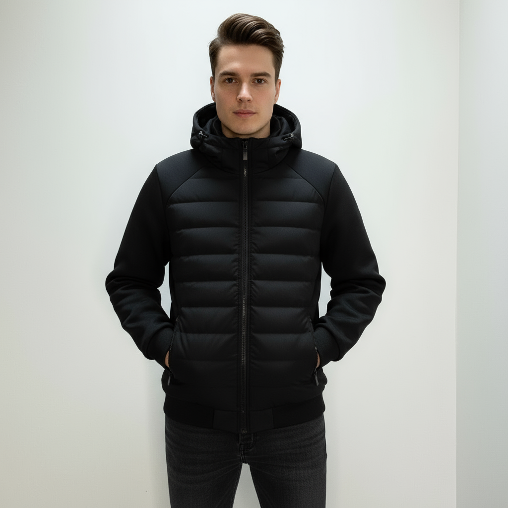 UrbanWarm Light Men's Jacket with Hood – Stylish Padded Mid-Season Jacket