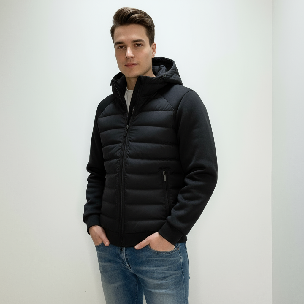 UrbanWarm Light Men's Jacket with Hood – Stylish Padded Mid-Season Jacket