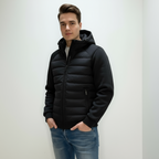 UrbanWarm Light Men's Jacket with Hood – Stylish Padded Mid-Season Jacket