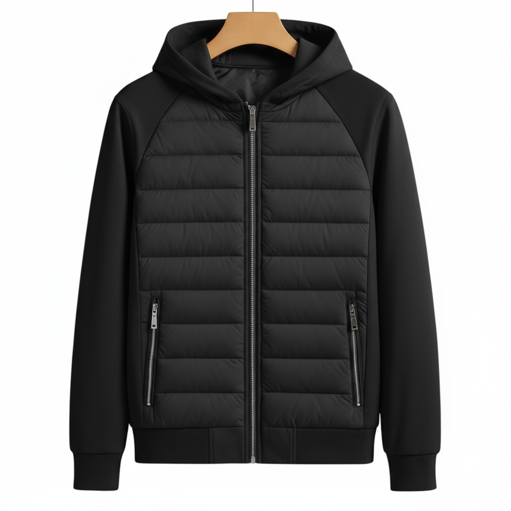 UrbanWarm Light Men's Jacket with Hood – Stylish Padded Mid-Season Jacket