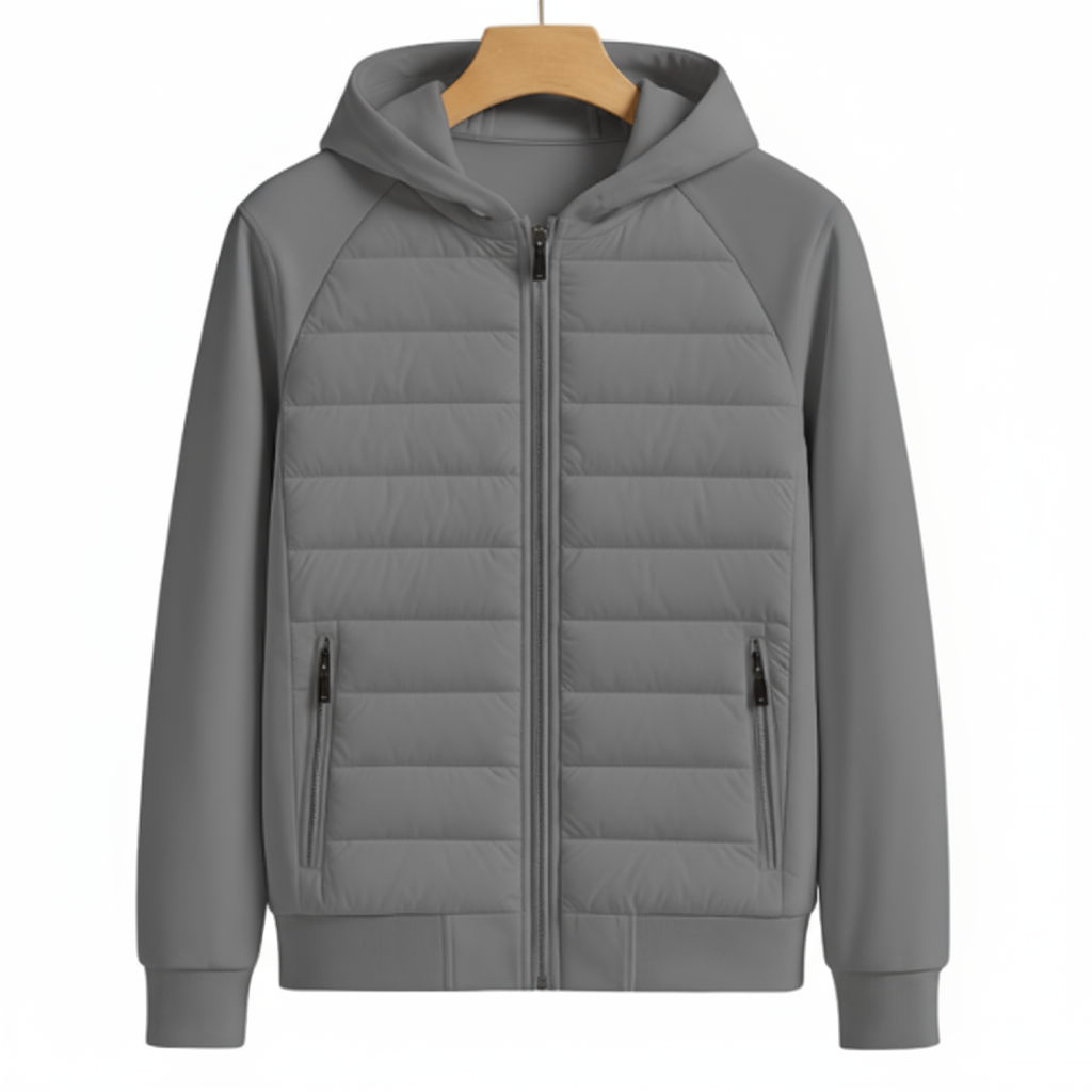 UrbanWarm Light Men's Jacket with Hood – Stylish Padded Mid-Season Jacket