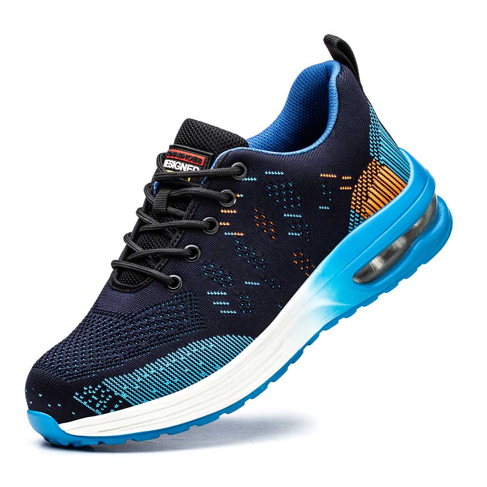 Lightweight Steel Toe Work Sneakers with Breathable Mesh and Slip-Resistant Soles – Comfortable Safety Shoes for Men