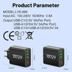 PowerMax 65W 6-in-1 Fast Charger – Charge Up to 6 Devices Simultaneously – Ideal for Home, Office, and Travel