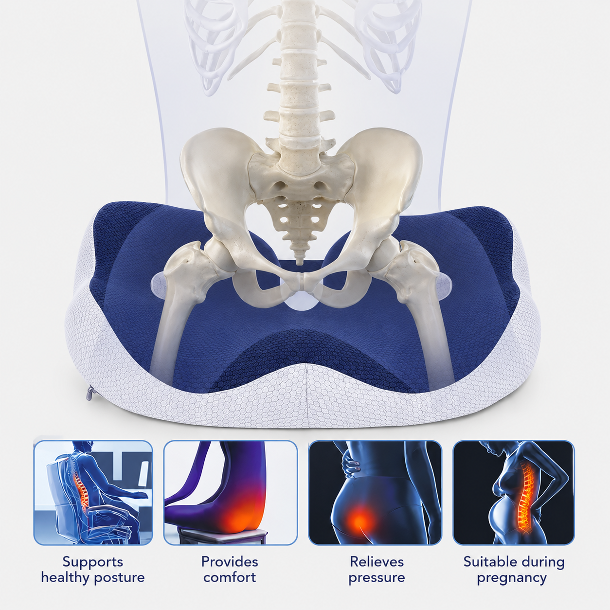 Ergonomic Seat Cushion with Pressure Relief Design