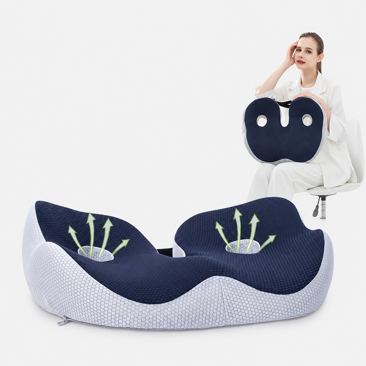 Ergonomic Seat Cushion with Pressure Relief Design