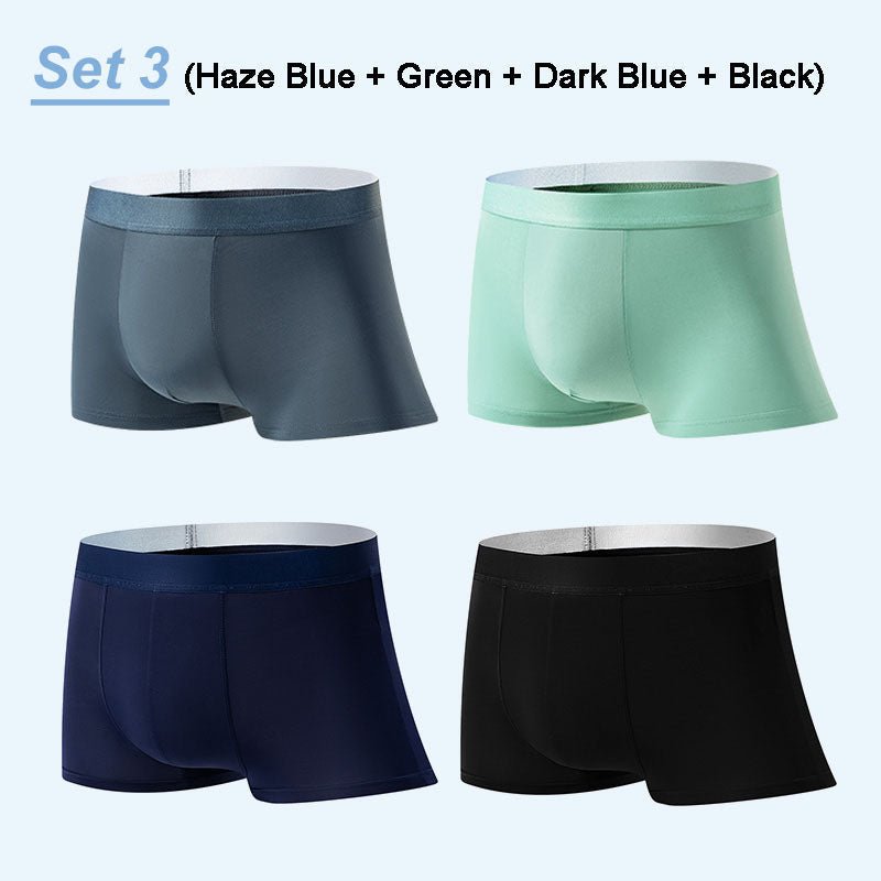 4 Pieces Men's Ice Satin Antibacterial Breathable Boxers