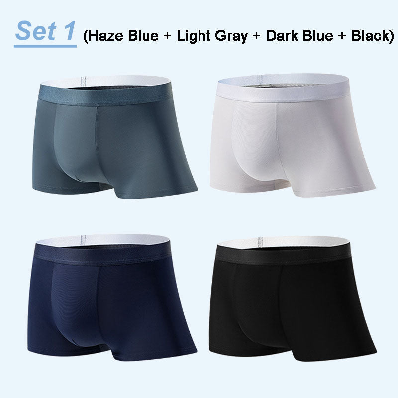 4 Pieces Men's Ice Satin Antibacterial Breathable Boxers