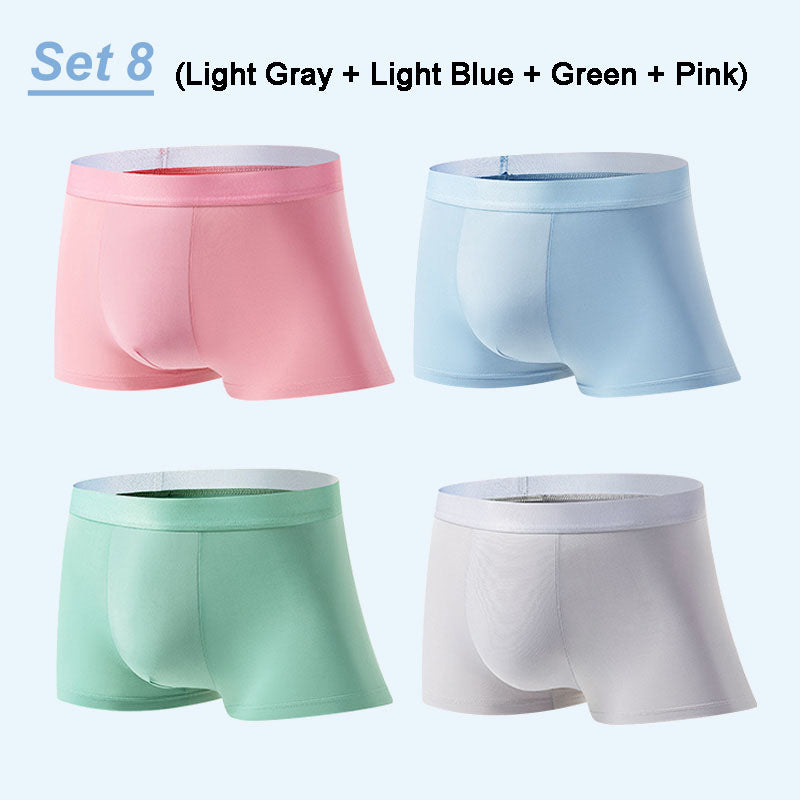 4 Pieces Men's Ice Satin Antibacterial Breathable Boxers