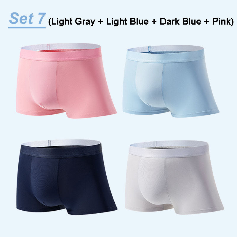 4 Pieces Men's Ice Satin Antibacterial Breathable Boxers