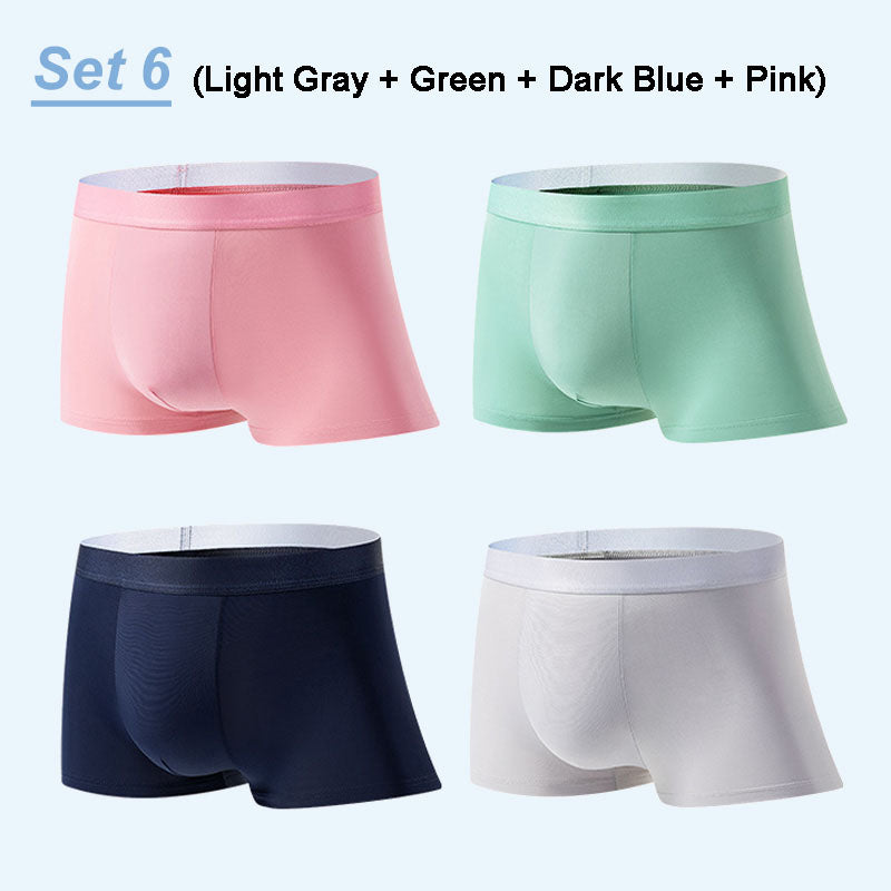 4 Pieces Men's Ice Satin Antibacterial Breathable Boxers