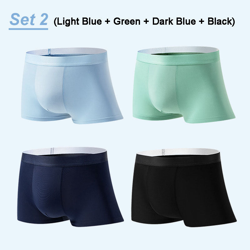 4 Pieces Men's Ice Satin Antibacterial Breathable Boxers