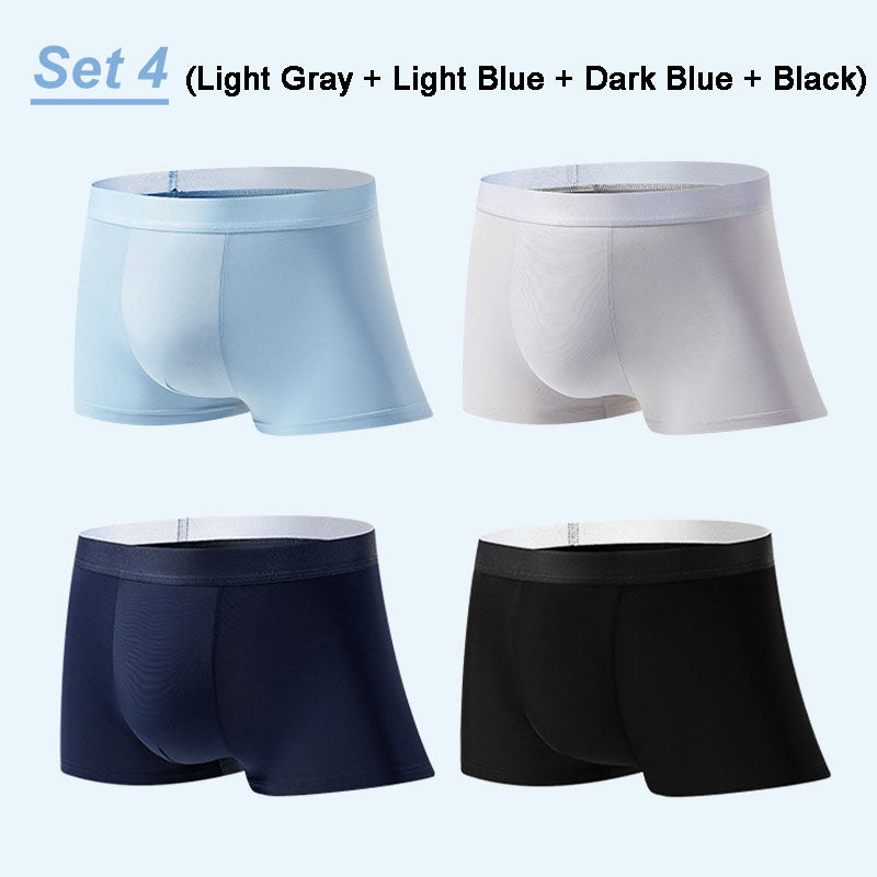 4 Pieces Men's Ice Satin Antibacterial Breathable Boxers